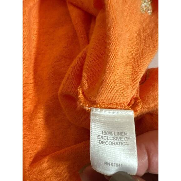 J. Jill Women's Love Linen Embroidered Sequin Oversized Boxy Top Size M Orange - Picture 8 of 8